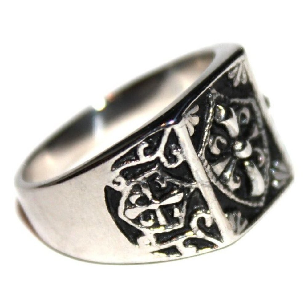 Mens Shield Cross Polished Stainless Steel Rustic Ring Size 12 - Picture 2 of 4